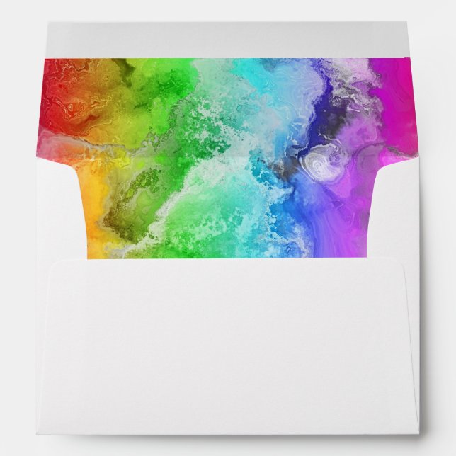 Rainbow Alcohol Ink Watercolor  Envelope (Back (Bottom))