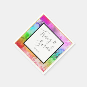 Rainbow Alcohol Ink Watercolor Napkin