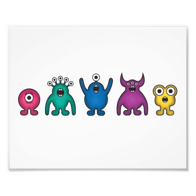 Rainbow Alien Monsters Photo Print (Front)