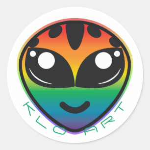 Rainbow Alien Round Sticker