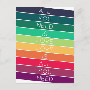 Rainbow   All you Need is Love Modern Stylish Fun Postcard