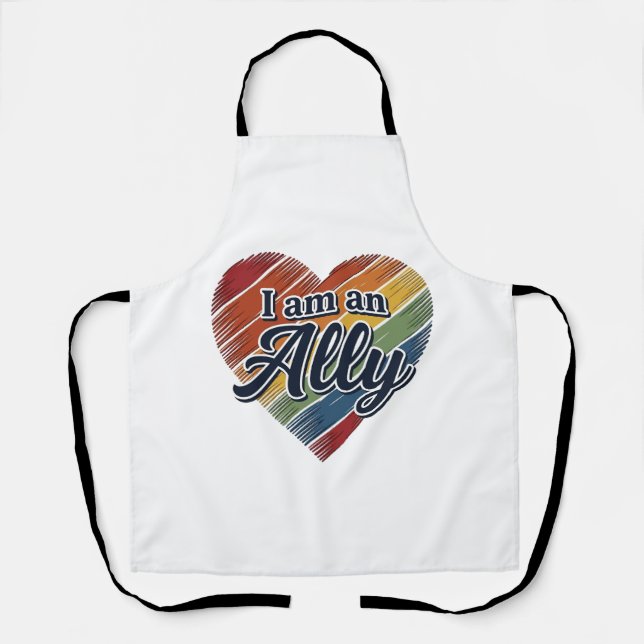 Rainbow Ally Heart Vector Shirt Design_1 Apron (Front)