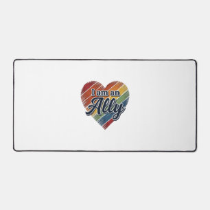 Rainbow Ally Heart Vector Shirt Design_1 Desk Mat
