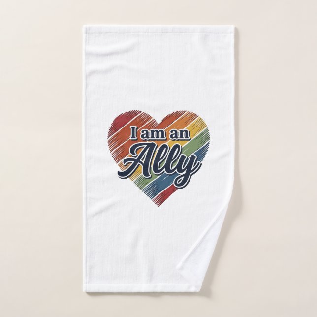 Rainbow Ally Heart Vector Shirt Design_1 Hand Towel (Hand Towel)
