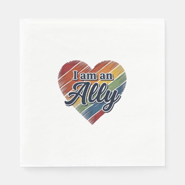 Rainbow Ally Heart Vector Shirt Design_1 Napkin (Front)