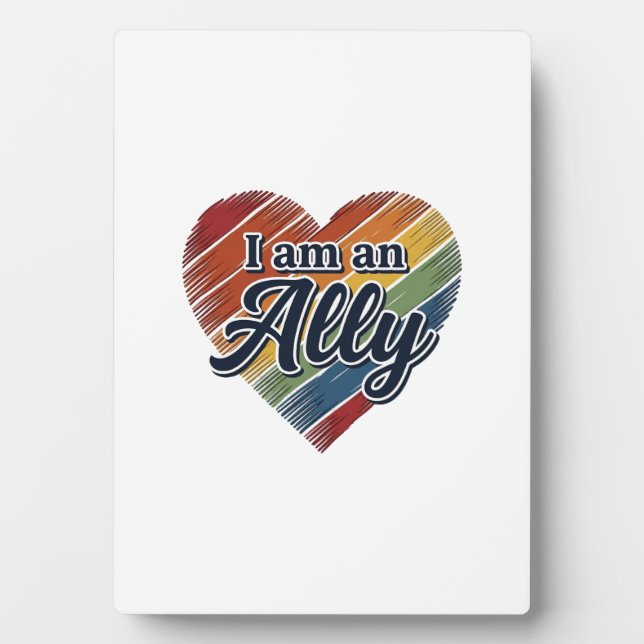 Rainbow Ally Heart Vector Shirt Design_1 Plaque (Front)