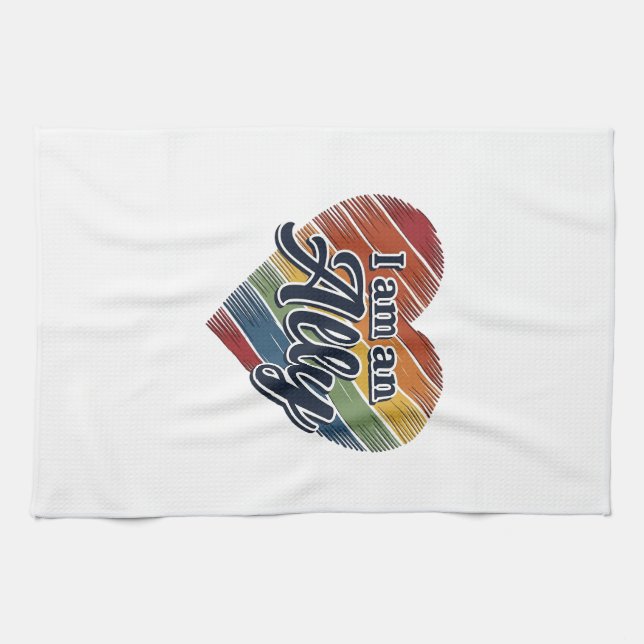 Rainbow Ally Heart Vector Shirt Design_1 Tea Towel (Horizontal)