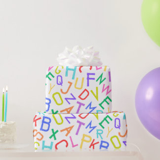 Rainbow Alphabet Soup ABC Kids Wrapping Paper