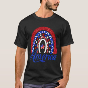 Rainbow America American Flag Patriotic 4th Of Jul T-Shirt