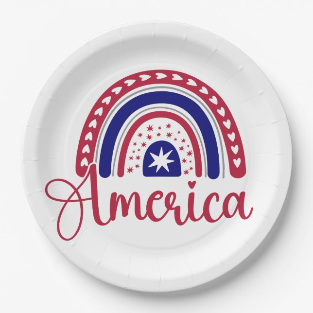 Rainbow America  Paper Plate (Front)