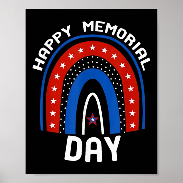 Rainbow American Flag Happy Memorial Day Us Flag P Poster (Front)