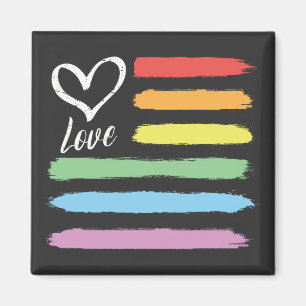 Rainbow American Flag LGBT Magnet