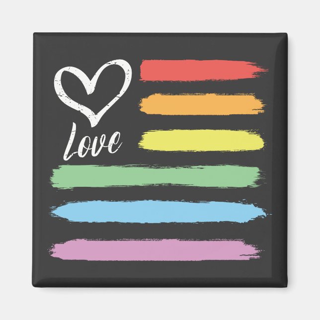 Rainbow American Flag LGBT Magnet (Front)