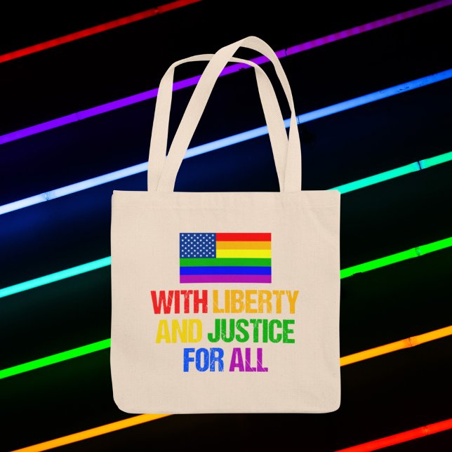 Rainbow American Flag LGBT Rights Gay Pride Tote Bag (Creator Uploaded)