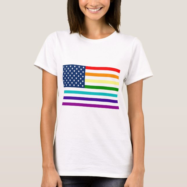 Rainbow American Flag T-Shirt (Front)