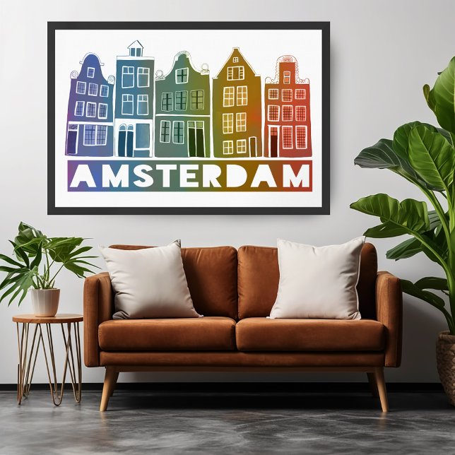 Rainbow Amsterdam Colourful Holland Houses Art Poster (Rainbow Amsterdam Colorful Holland Houses Art Poster
Wall Art )