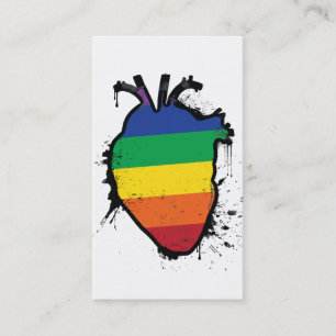 rainbow anatomical heart business card