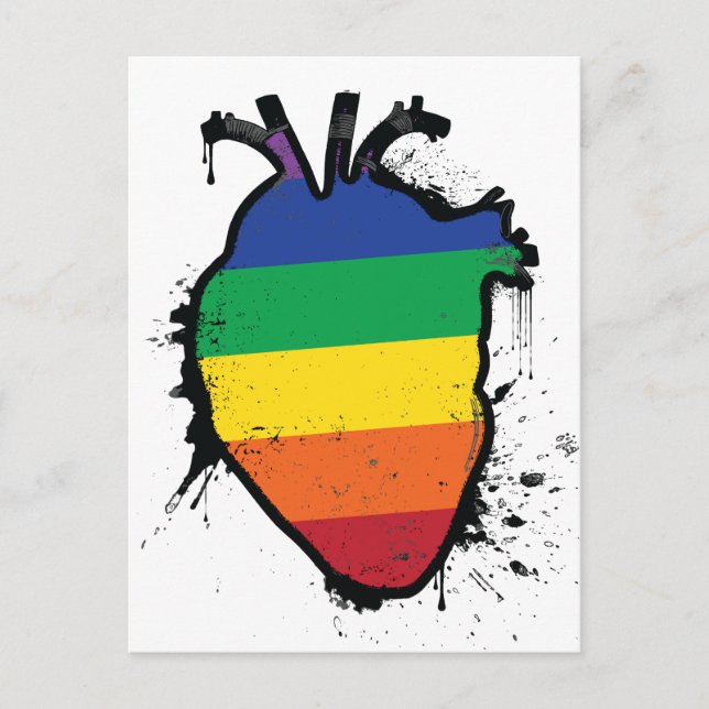 rainbow anatomical heart postcard (Front)