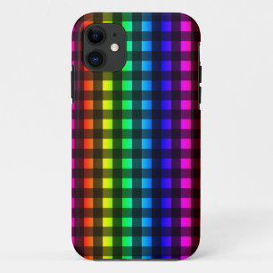Rainbow and Black Buffalo Plaid Pattern iPhone 11 Case