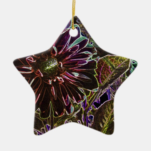 Rainbow and Black Dahlia Ceramic Ornament (Front)