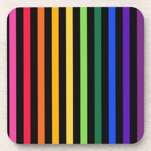 Rainbow and black stripes coaster