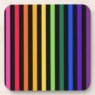 Rainbow and black stripes coaster
