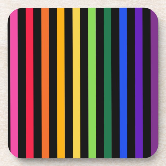 Rainbow and black stripes coaster (Front)