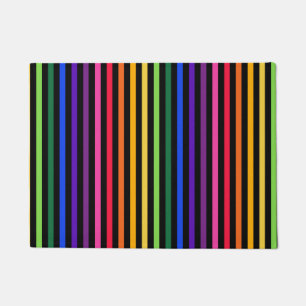 Rainbow and black stripes doormat