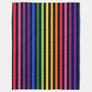 Rainbow and black stripes fleece blanket
