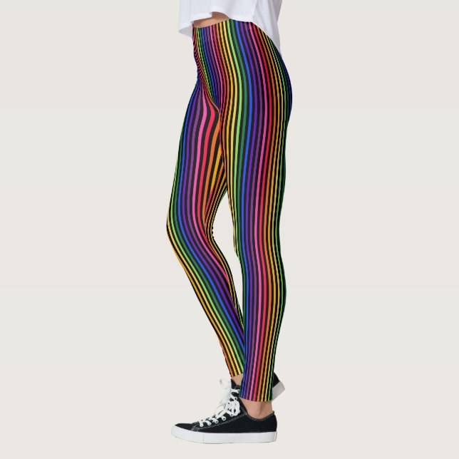 Rainbow and black stripes leggings (Left)