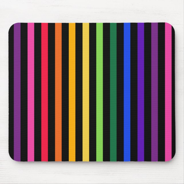 Rainbow and black stripes mouse pad (Front)