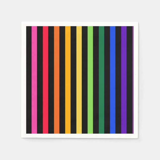 Rainbow and black stripes napkin (Front)