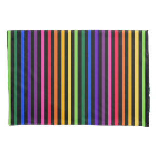 Rainbow and black stripes pillowcase