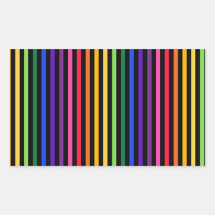 Rainbow and black stripes rectangular sticker