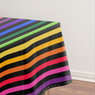 Rainbow and black stripes tablecloth