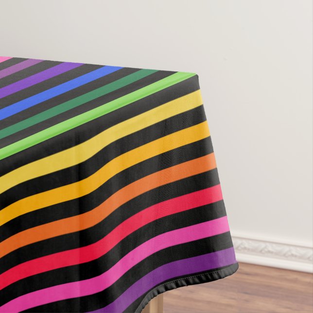 Rainbow and black stripes tablecloth (In Situ)