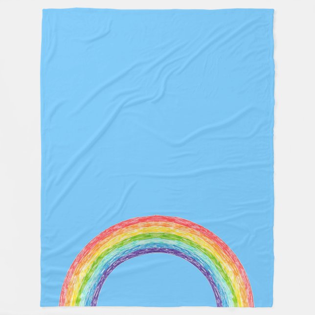 Rainbow and blue sky fleece blanket (Front)