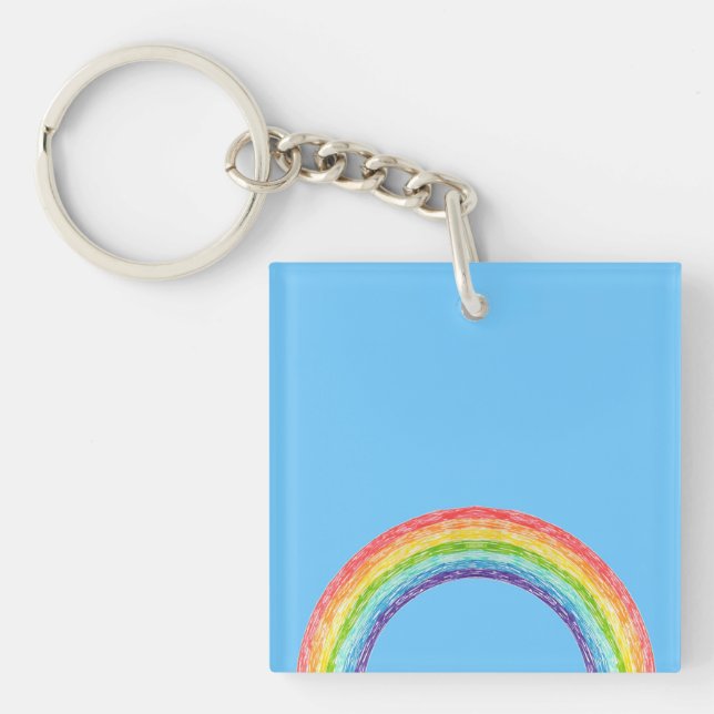 Rainbow and blue sky key ring (Front)