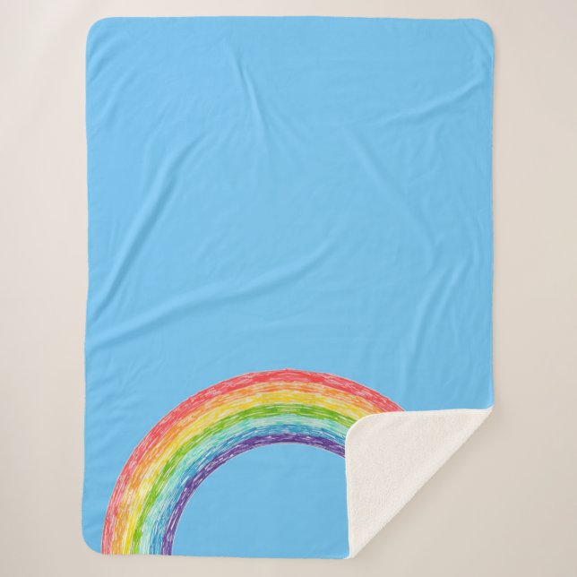 Rainbow and blue sky sherpa blanket (Front)