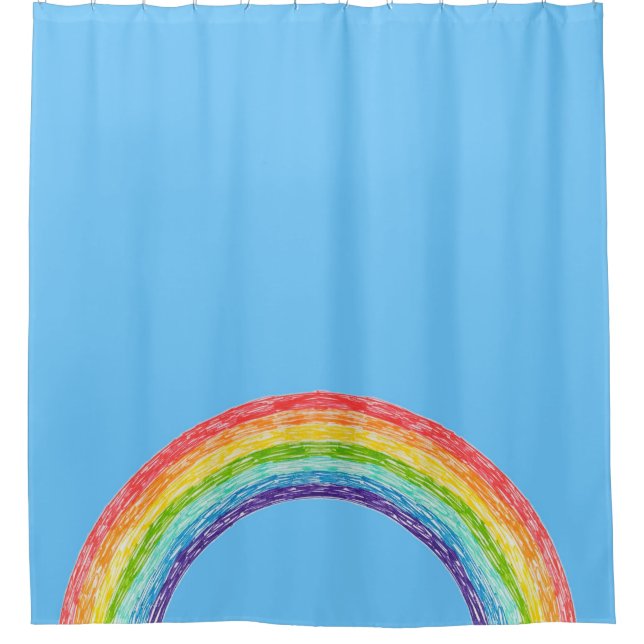 Rainbow and blue sky shower curtain (Front)