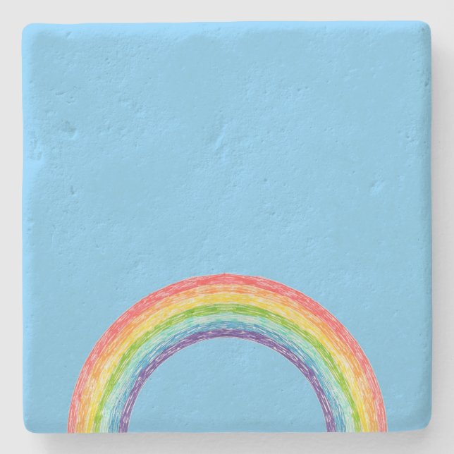 Rainbow and blue sky stone coaster (Front)