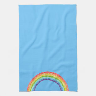 Rainbow and blue sky tea towel