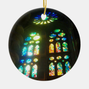 Rainbow and Blue Stained Glass Ceramic Tree Decoration