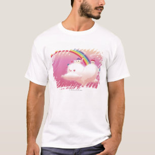 Rainbow and buildings on clouds T-Shirt
