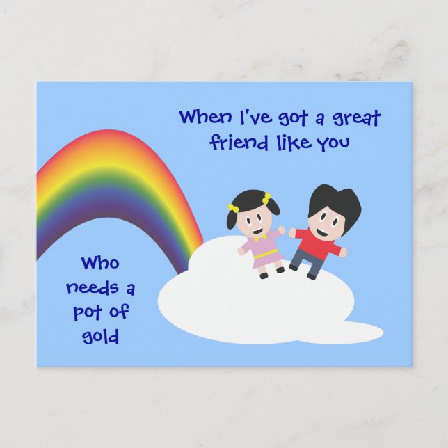 Rainbow and Clouds Friendship Postcard (Front)