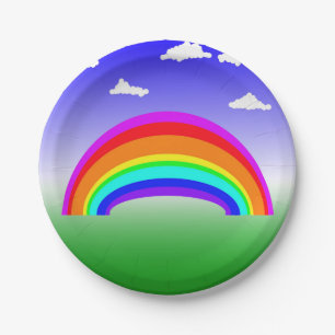 Rainbow and Clouds Paper Plate