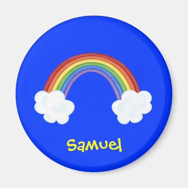Rainbow and Clouds Personalised Name Gift Magnet (Front)