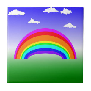 Rainbow and Clouds Tile