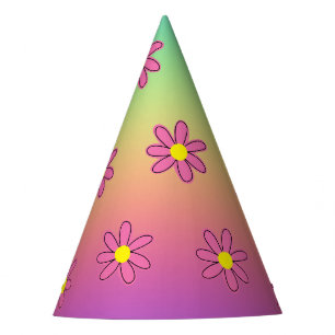 Rainbow and Flowers Party Hat