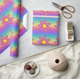 Rainbow and Flowers Wrapping Paper